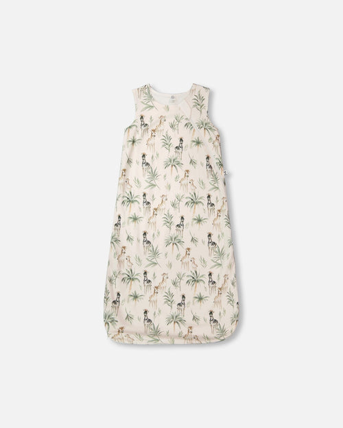 Organic Cotton Jersey Muslin Sleep Sack Beige Zebra Print - H30ASB_3H054