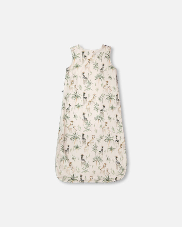 Organic Cotton Jersey Muslin Sleep Sack Beige Zebra Print - H30ASB_3H054