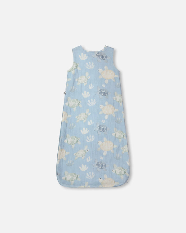 Cotton Jersey Muslin Sleep Sack Blue Turtle Print - H30ASB_3H061