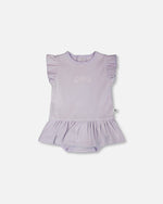 Cotton Rib Jersey Romper With Frill Lilac - H30B42_05001