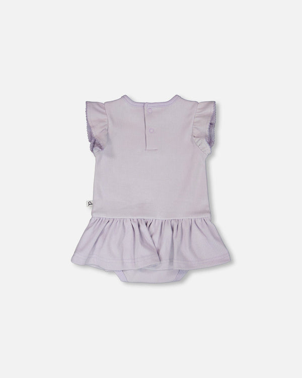Cotton Rib Jersey Romper With Frill Lilac - H30B42_05001