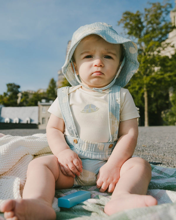 Cotton Muslin Hat Blue Turtle Print - H30BH_3H061