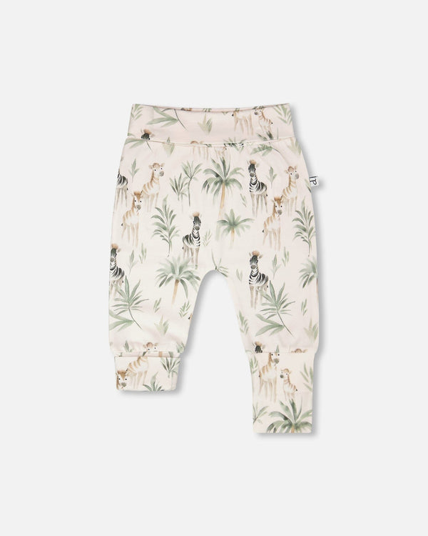 Organic Cotton Jersey Evolutive Pants Beige Zebra Print - H30C20_3H054