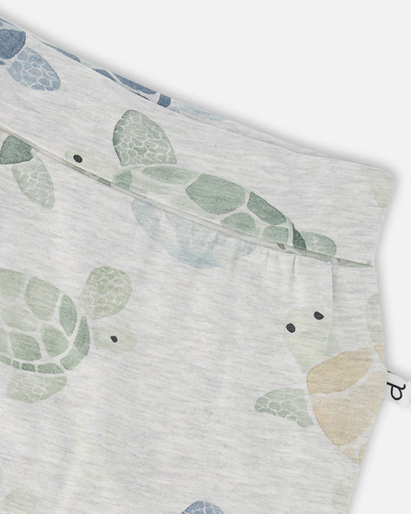 Organic Cotton Jersey Evolutive Pants Grey Mix Turtle Print - H30C20_3H060