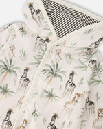 Organic Cotton Jersey Reversible Hooded Jacket Beige Zebra Print - H30C30_3H054