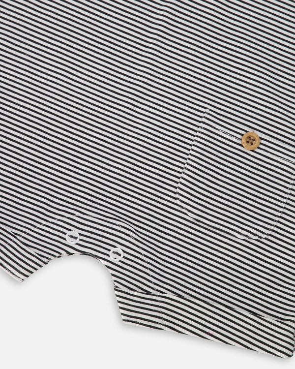 Cotton Jersey Romper Black And Off White Stripes One-Piece & Baby Rompers Deux par Deux