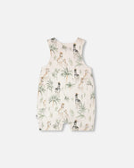 Organic Cotton Jersey Romper Beige Zebra Print - H30C41_3H054