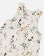 Organic Cotton Jersey Romper Beige Zebra Print - H30C41_3H054
