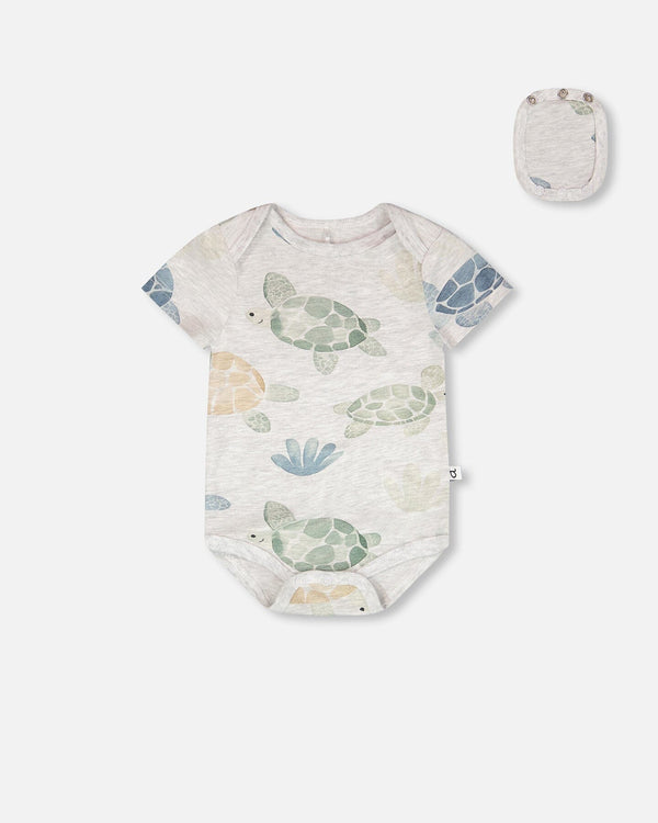 3 Pack Evolutive Organic Cotton Jersey Onesies Grey Mix Turtle Print - H30C71_04770