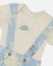 Organic Cotton Jersey Onesie And Muslin Shortall Set White And Blue Turtle Print - H30D11_3H061