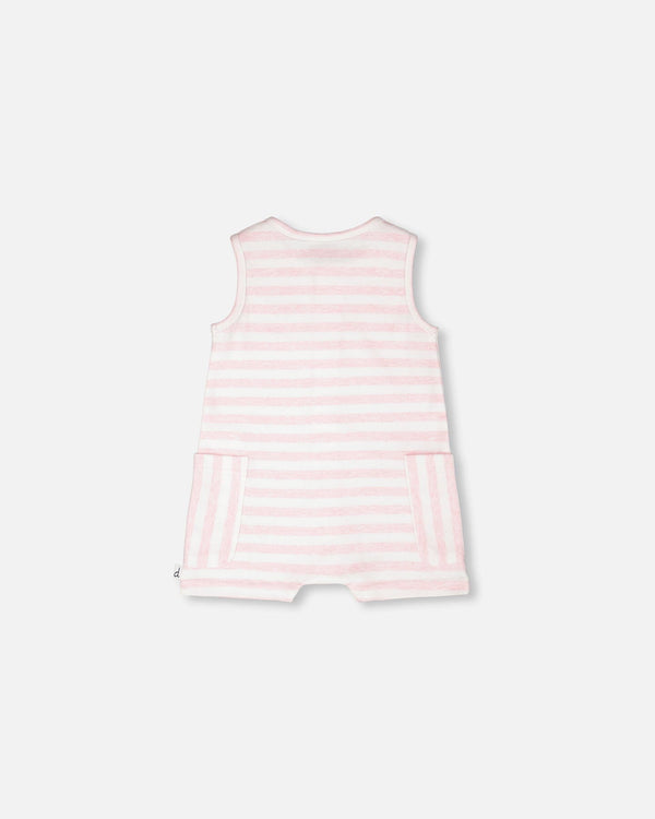 Cotton Striped Romper White And Pink Stripes - H30D42_3H189