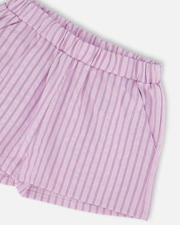 Top And Short Set Lavender Stripes - H30E11_3H108