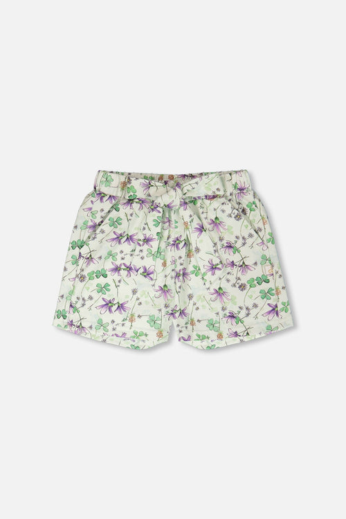 Jersey Shorts Green Printed Flowers - H30E26_3H048