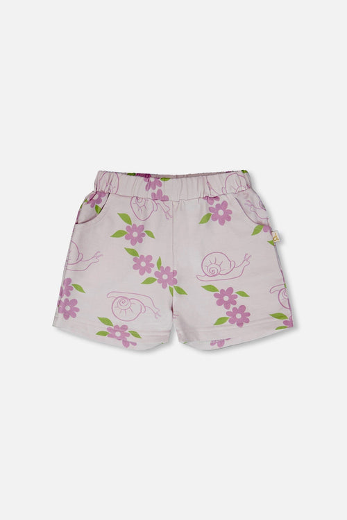 French Terry Shorts Lilac Snails Print - H30E27_3H109