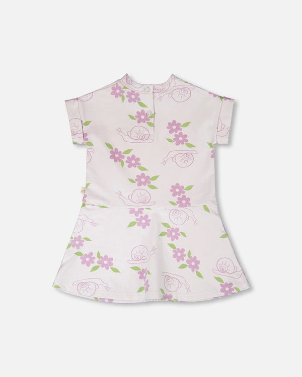 French Terry Dress Lilac Snails Print - H30E85_3H109