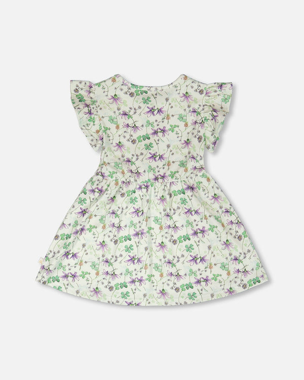 Jersey Dress Green Printed Flowers - H30E87_3H048