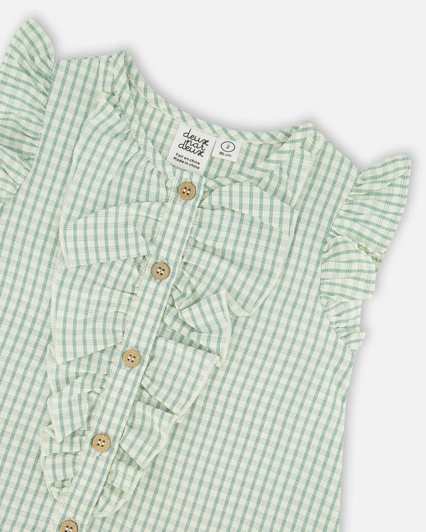 Plaid Poplin Dress Green - H30E88_3H110