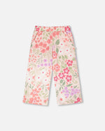French Terry Pants Pink Printed Flowers - H30F20_3H216