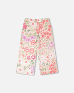 French Terry Pants Pink Printed Flowers - H30F20_3H216