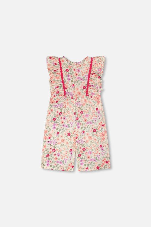 Muslin Jumpsuit Off White Printed Flowers - H30F41_3H050