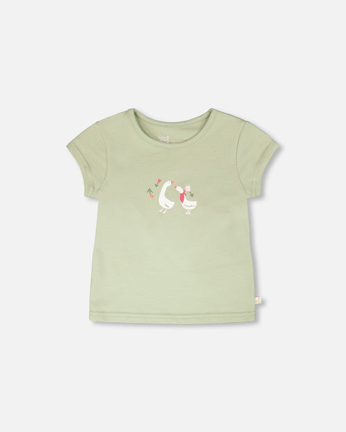 Organic Cotton Jersey T-Shirt Light Khaki Green - H30F70_03910