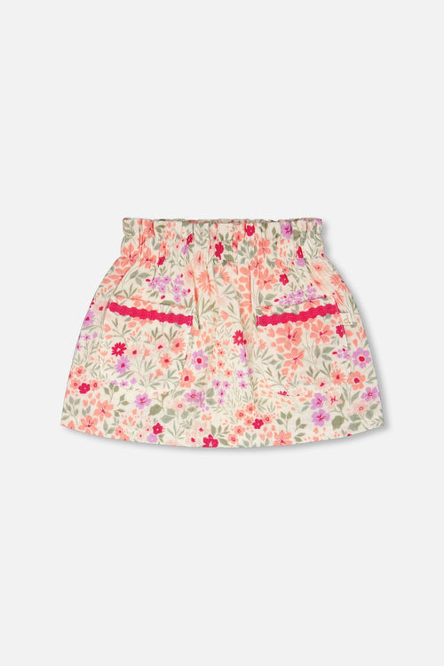 Muslin Skort Off White Printed Flowers - H30F80_3H050