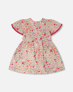 Muslin Dress Off White Printed Flowers - H30F87_3H050