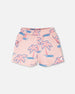 French Terry Shorts Light Pink Palm Print - H30G26_3H112