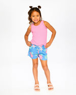 Crinkle Jersey Shorts Blue Shell Print - H30G27_3H111