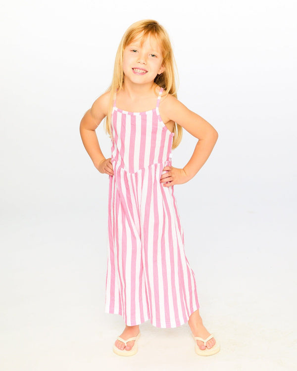 Crinkle Jersey Jumpsuit White And Pink Stripes - H30G40_3H172