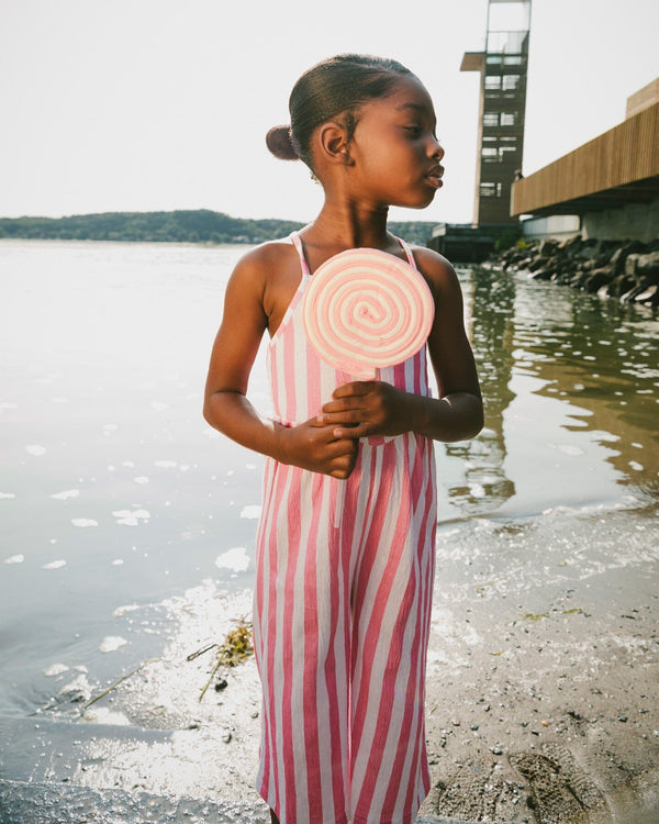 Crinkle Jersey Jumpsuit White And Pink Stripes - H30G40_3H172
