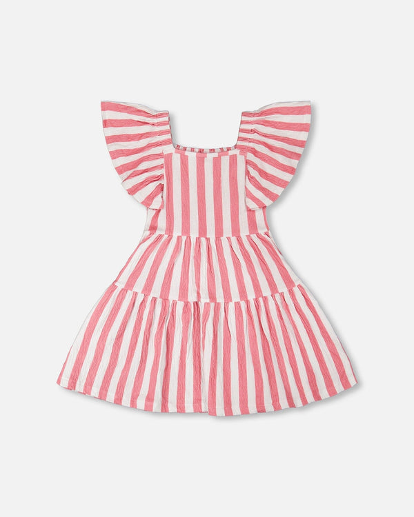 Crinkle Jersey Dress White And Pink Stripes - H30G86_3H172