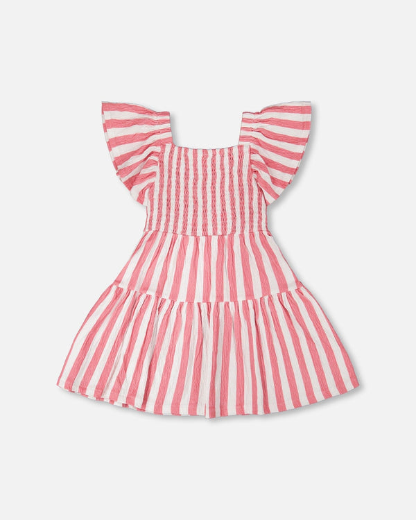 Crinkle Jersey Dress White And Pink Stripes - H30G86_3H172