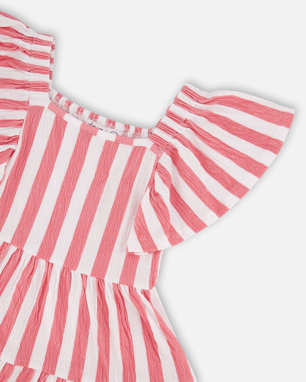 Crinkle Jersey Dress White And Pink Stripes - H30G86_3H172