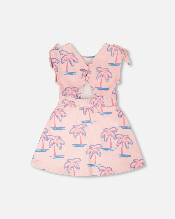 French Terry Dress Light Pink Palm Print - H30G87_3H112