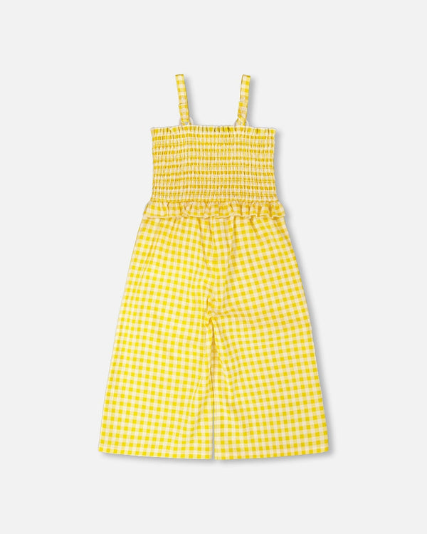 Capri Jumpsuit With Smocking Yellow Gingham - H30H40_3H124