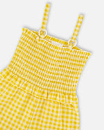 Capri Jumpsuit With Smocking Yellow Gingham - H30H40_3H124