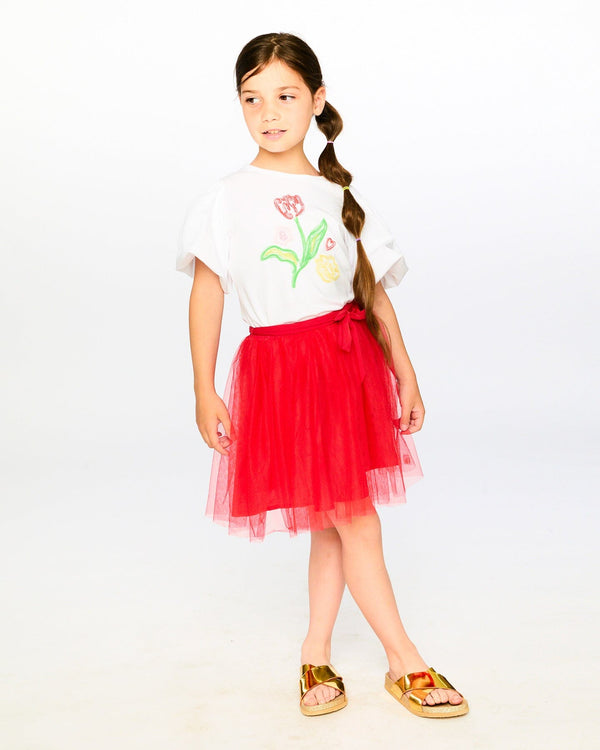 Organic Cotton Jersey Top White With Embroidery - H30H71_01000