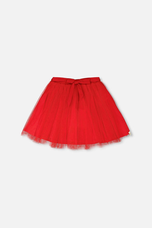 Mesh And Eyelet Skirt Red - H30H81_07620