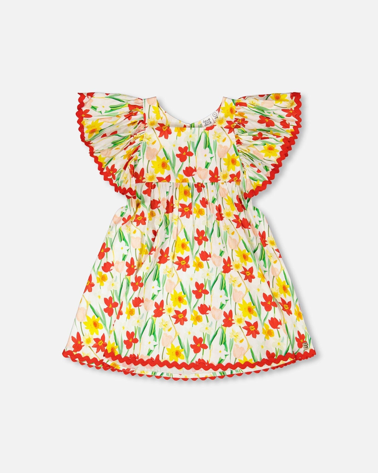 Viscose Dress White Daffodil Print - 10