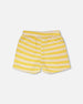 Striped Shorts Yellow And White - H30I27_3H138