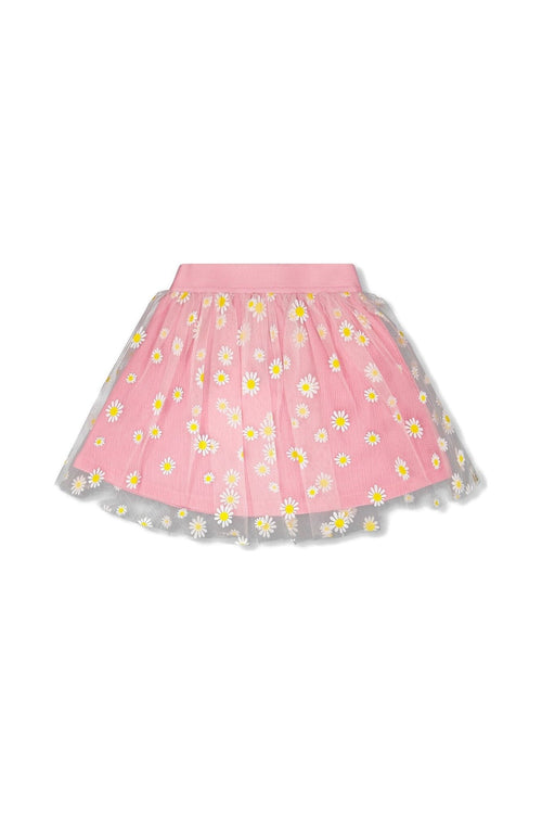 Mesh And Crinkle Jersey Skirt Pink - H30I80_06240