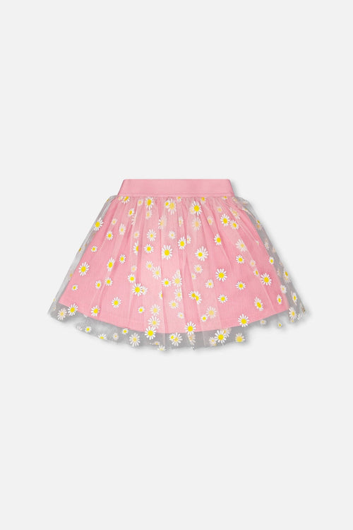 Mesh And Crinkle Jersey Skirt Pink - H30I80_06240
