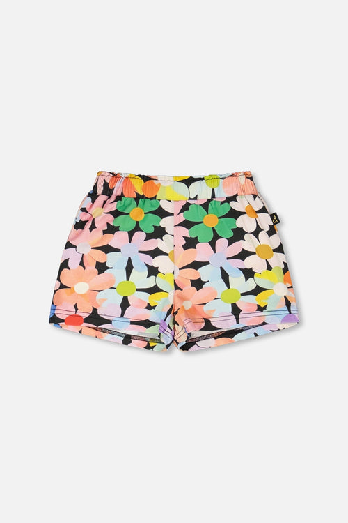 Jersey Shorts Black Printed Flowers - H30J28_3H130