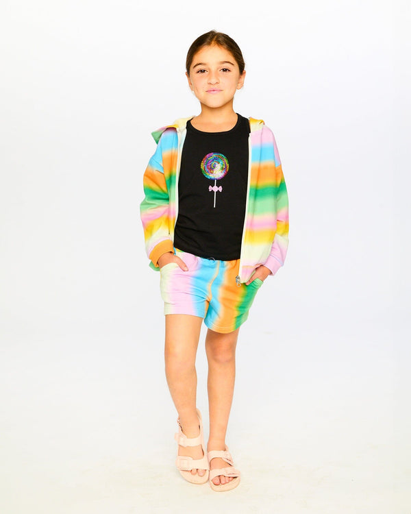 Printed French Terry Zip Front Hoodie Multicolored - H30J30_3H131