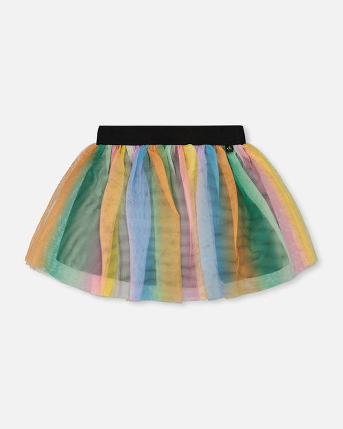 Printed Mesh Skirt Multicolored - H30J80_3H131