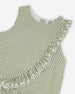 Top Green & Off White Stripes With Embroidered Ruffle - H30K15_3H127