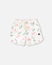 French Terry Shorts Off White Printed Flowers - H30K26_3H126