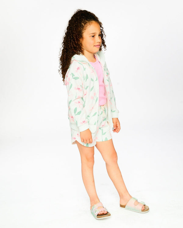 French Terry Hoodie Off White Printed Flowers - H30K30_3H126