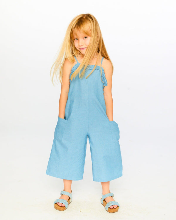 Light Blue Chambray Jumpsuit - H30K41_3H129
